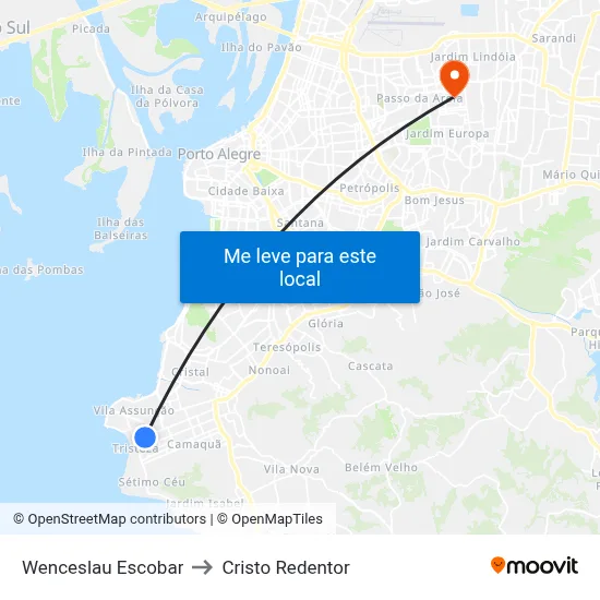 Wenceslau Escobar to Cristo Redentor map