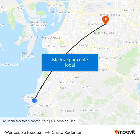 Wenceslau Escobar to Cristo Redentor map
