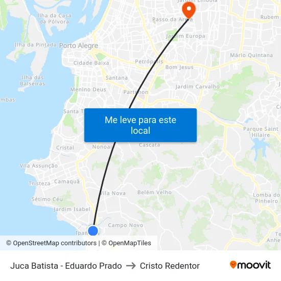 Juca Batista - Eduardo Prado to Cristo Redentor map
