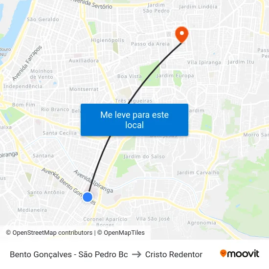 Bento Gonçalves - São Pedro Bc to Cristo Redentor map