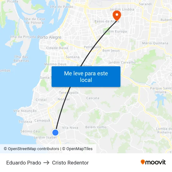 Eduardo Prado to Cristo Redentor map
