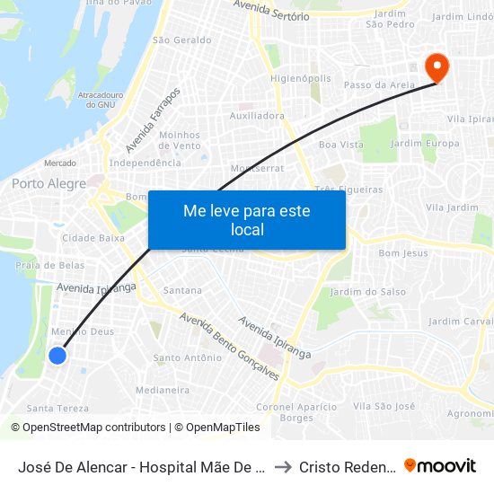 José De Alencar - Hospital Mãe De Deus to Cristo Redentor map