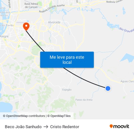 Beco João Sanhudo to Cristo Redentor map