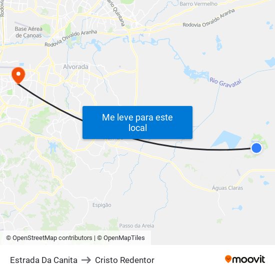 Estrada Da Canita to Cristo Redentor map