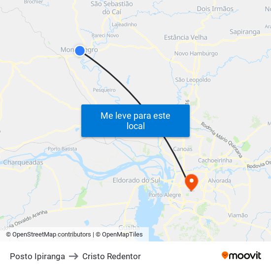 Posto Ipiranga to Cristo Redentor map