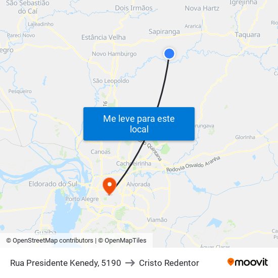 Rua Presidente Kenedy, 5190 to Cristo Redentor map