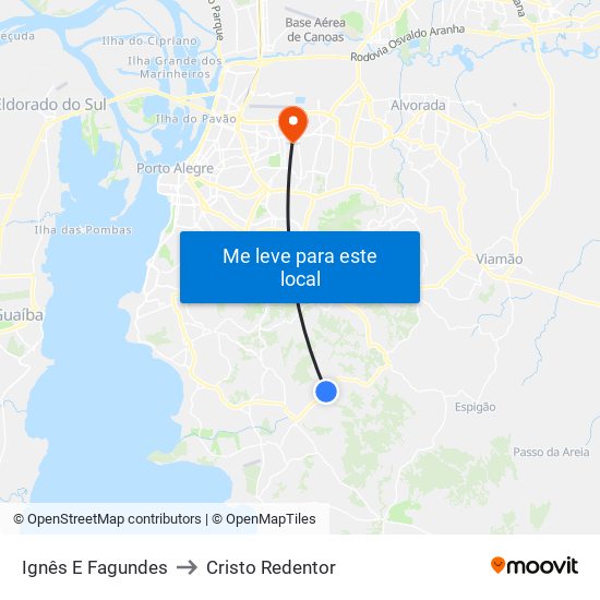 Ignês E Fagundes to Cristo Redentor map