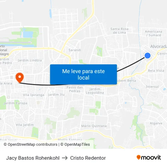 Jacy Bastos Rohenkohl to Cristo Redentor map