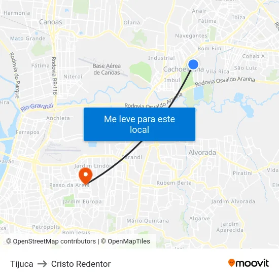 Tijuca to Cristo Redentor map