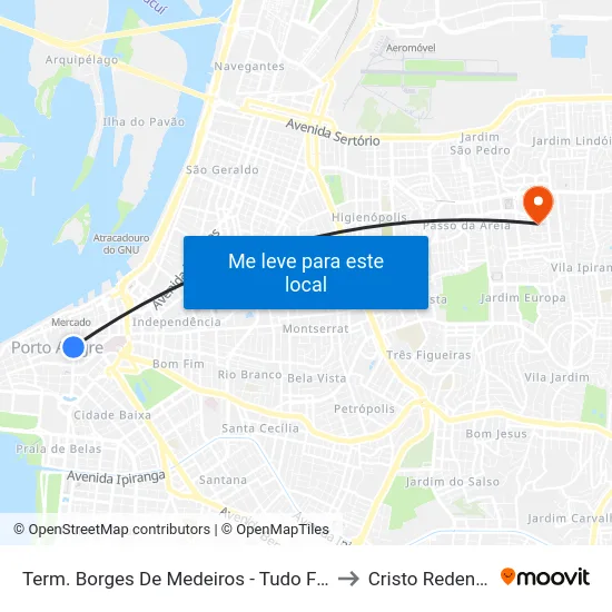 Term. Borges De Medeiros - Tudo Fácil to Cristo Redentor map