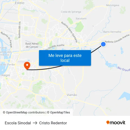 Escola Sinodal to Cristo Redentor map