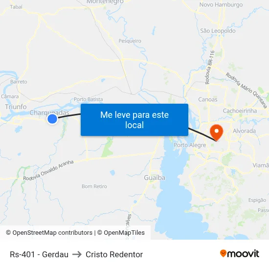 Rs-401 - Gerdau to Cristo Redentor map