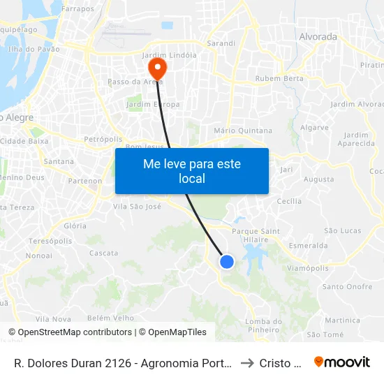 R. Dolores Duran 2126 - Agronomia Porto Alegre - Rs 91540-220 Brasil to Cristo Redentor map