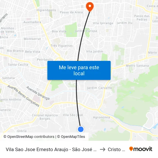 Vila Sao Jsoe Ernesto Araujo - São José Porto Alegre - Rs 91520-001 Brasil to Cristo Redentor map