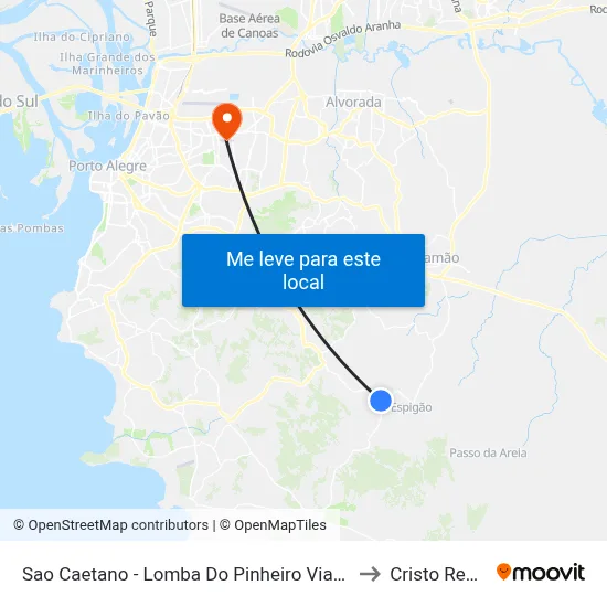 Sao Caetano - Lomba Do Pinheiro Viamão - Rs Brasil to Cristo Redentor map