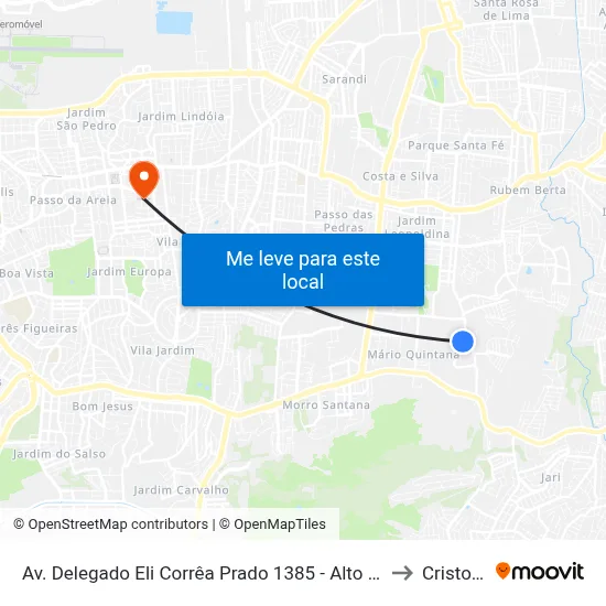Av. Delegado Eli Corrêa Prado 1385 - Alto Petrópolis Porto Alegre - Rs 91260-300 Brasil to Cristo Redentor map