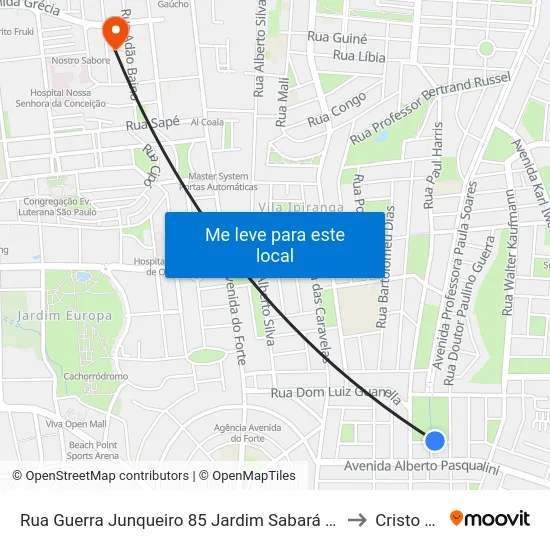 Rua Guerra Junqueiro 85 Jardim Sabará Porto Alegre - Rs 91215-310 Brasil to Cristo Redentor map