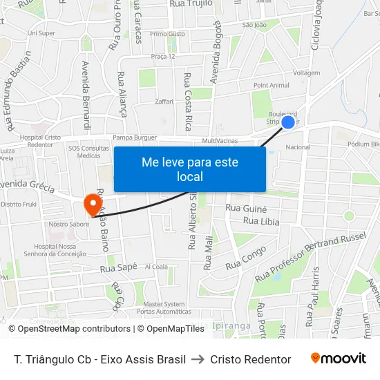 T. Triângulo Cb - Eixo Assis Brasil to Cristo Redentor map