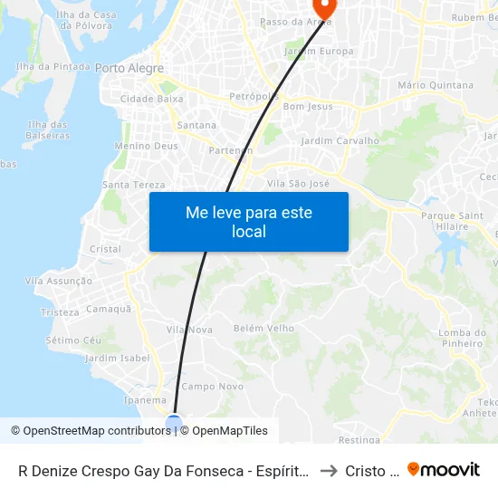 R Denize Crespo Gay Da Fonseca - Espírito Santo Porto Alegre - Rs 91751-545 Brasil to Cristo Redentor map