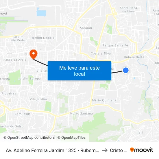 Av. Adelino Ferreira Jardim 1325 - Rubem Berta Porto Alegre - Rs 91250-310 Brasil to Cristo Redentor map