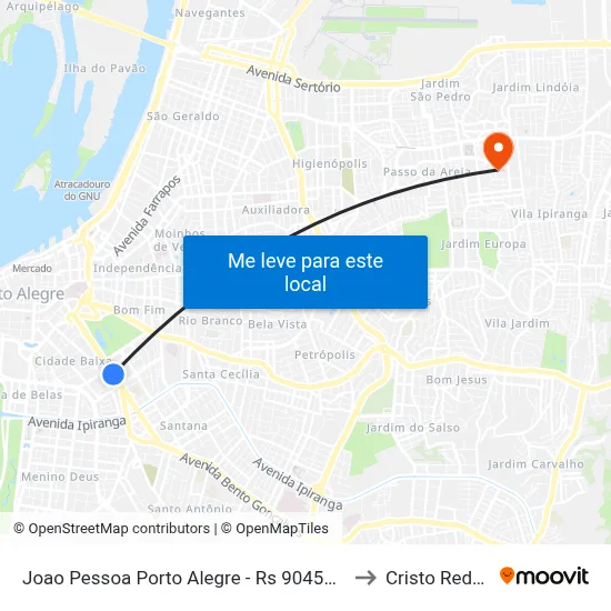 Joao Pessoa Porto Alegre - Rs 90450-190 Brasil to Cristo Redentor map