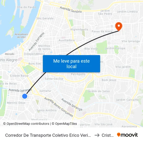 Corredor De Transporte Coletivo Erico Verissimo Azenha Porto Alegre - Rio Grande Do Sul 90130 Brasil to Cristo Redentor map