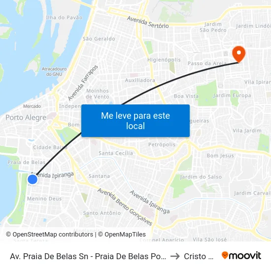 Av. Praia De Belas Sn - Praia De Belas Porto Alegre - Rs 90110-001 Brasil to Cristo Redentor map