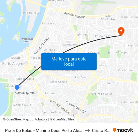Praia De Belas - Menino Deus Porto Alegre - Rs 90110-170 Brasil to Cristo Redentor map
