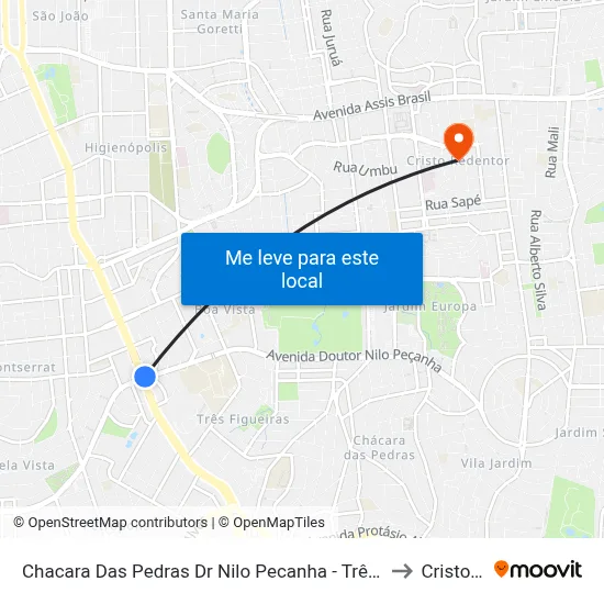 Chacara Das Pedras Dr Nilo Pecanha - Três Figueiras Porto Alegre - Rs 91340-350 Brasil to Cristo Redentor map