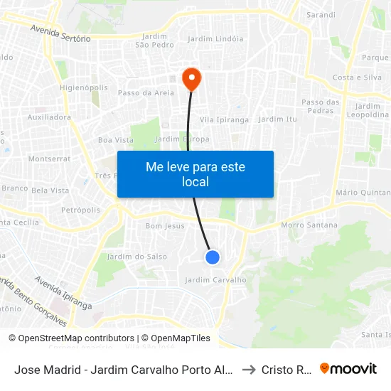 Jose Madrid - Jardim Carvalho Porto Alegre - Rs 90460-080 Brasil to Cristo Redentor map