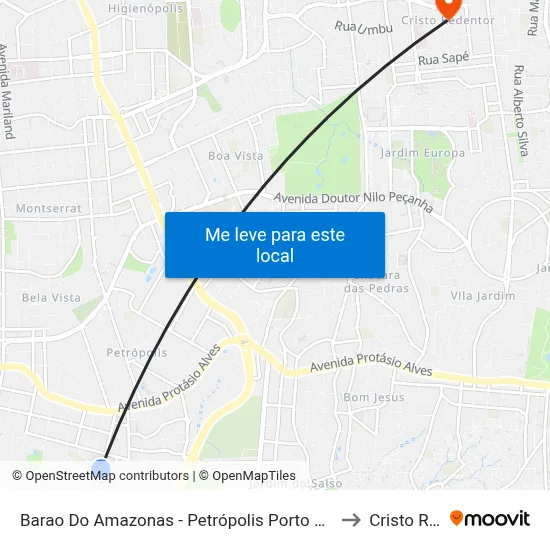 Barao Do Amazonas - Petrópolis Porto Alegre - Rs 04870-470 Brasil to Cristo Redentor map