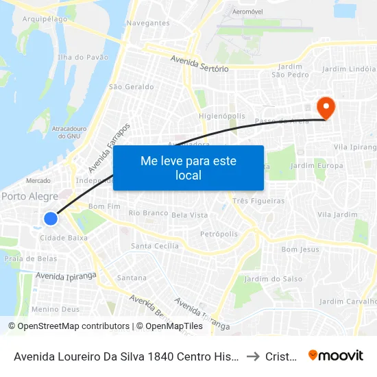 Avenida Loureiro Da Silva 1840 Centro Histórico Porto Alegre - Rio Grande Do Sul 90050 Brasil to Cristo Redentor map