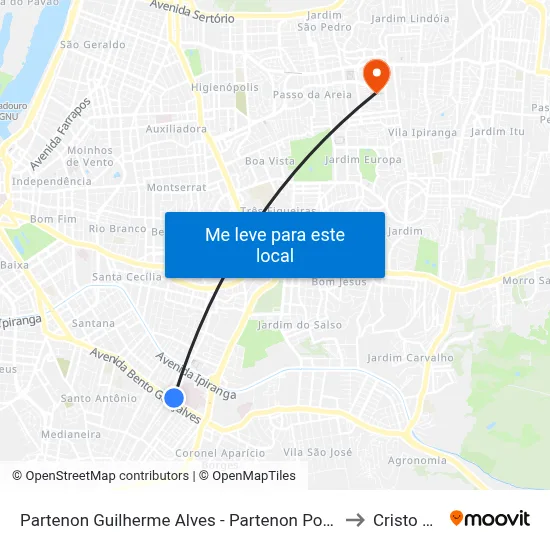 Partenon Guilherme Alves - Partenon Porto Alegre - Rs 90650-000 Brasil to Cristo Redentor map