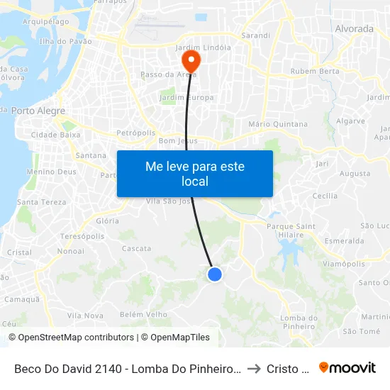 Beco Do David 2140 - Lomba Do Pinheiro Porto Alegre - Rs 91550-160 Brasil to Cristo Redentor map
