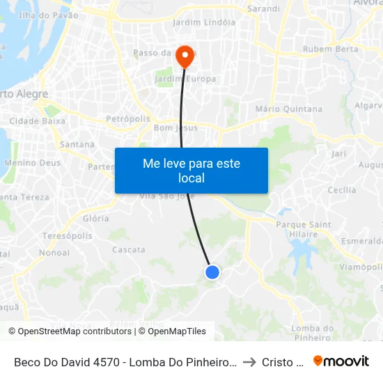 Beco Do David 4570 - Lomba Do Pinheiro Porto Alegre - Rs 91550-160 Brasil to Cristo Redentor map