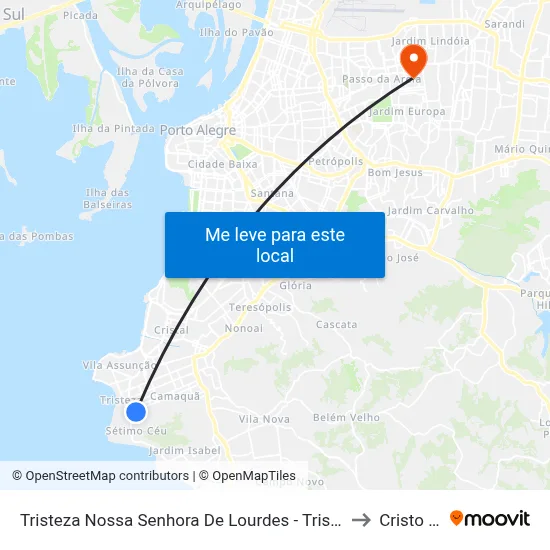 Tristeza Nossa Senhora De Lourdes - Tristeza Porto Alegre - Rs 91920-150 Brasil to Cristo Redentor map