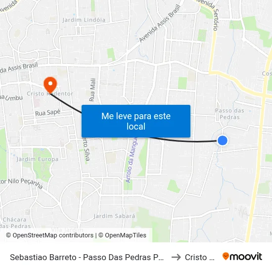 Sebastiao Barreto - Passo Das Pedras Porto Alegre - Rs 91230-510 Brasil to Cristo Redentor map