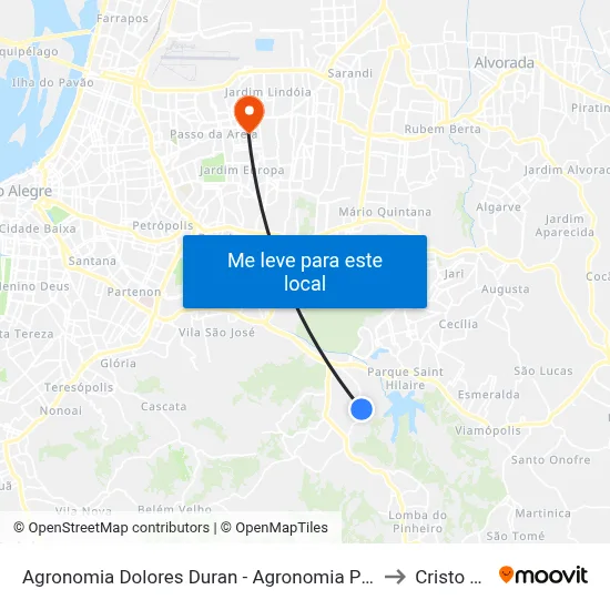 Agronomia Dolores Duran - Agronomia Porto Alegre - Rs 91540-220 Brasil to Cristo Redentor map