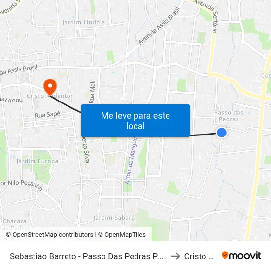 Sebastiao Barreto - Passo Das Pedras Porto Alegre - Rs 91230-400 Brasil to Cristo Redentor map
