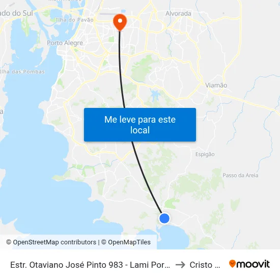 Estr. Otaviano José Pinto 983 - Lami Porto Alegre - Rs 91787-660 Brasil to Cristo Redentor map