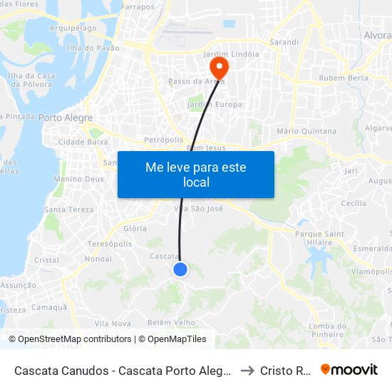 Cascata Canudos - Cascata Porto Alegre - Rs 91712-080 Brasil to Cristo Redentor map