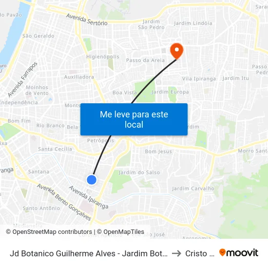 Jd Botanico Guilherme Alves - Jardim Botânico Porto Alegre - Rs 90670-001 Brasil to Cristo Redentor map