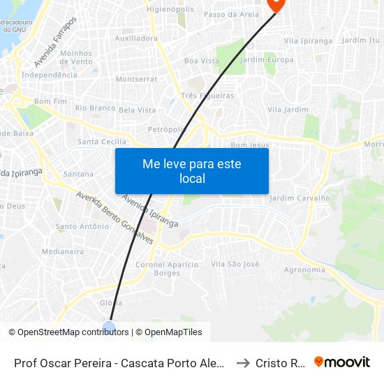 Prof Oscar Pereira - Cascata Porto Alegre - Rs 91720-090 Brasil to Cristo Redentor map