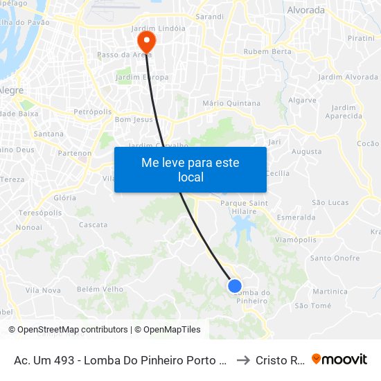 Ac. Um 493 - Lomba Do Pinheiro Porto Alegre - Rs 91560-540 Brasil to Cristo Redentor map