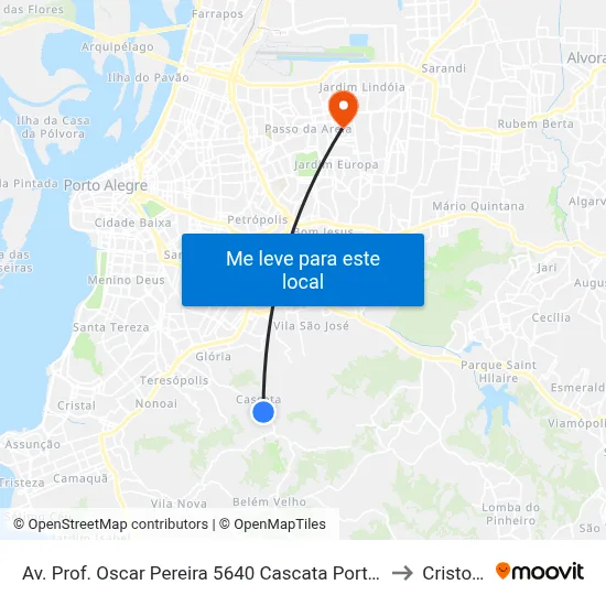 Av. Prof. Oscar Pereira 5640 Cascata Porto Alegre - Rio Grande Do Sul 91712-320 Brasil to Cristo Redentor map