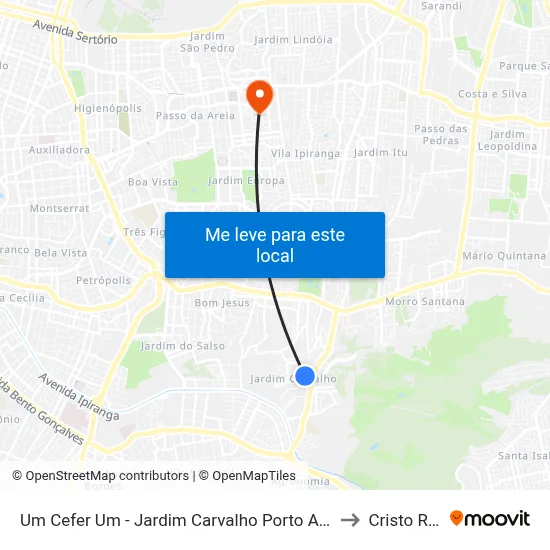 Um Cefer Um - Jardim Carvalho Porto Alegre - Rs 91430-035 Brasil to Cristo Redentor map