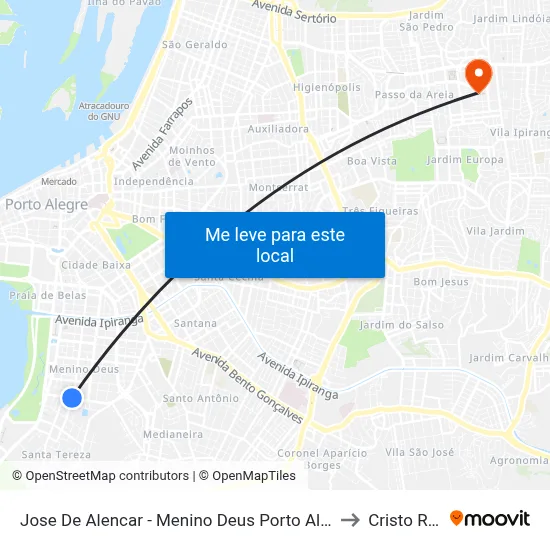Jose De Alencar - Menino Deus Porto Alegre - Rs 90150-090 Brasil to Cristo Redentor map