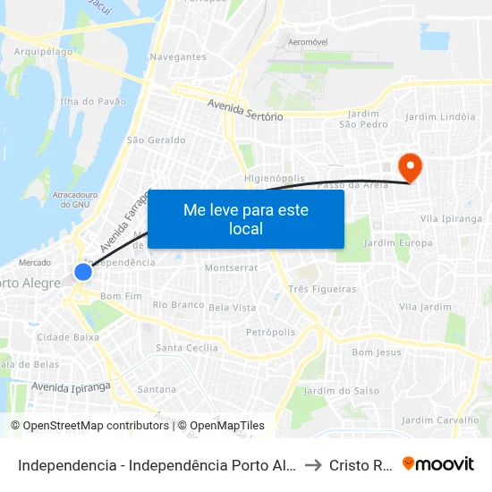 Independencia - Independência Porto Alegre - Rs 90035-073 Brasil to Cristo Redentor map