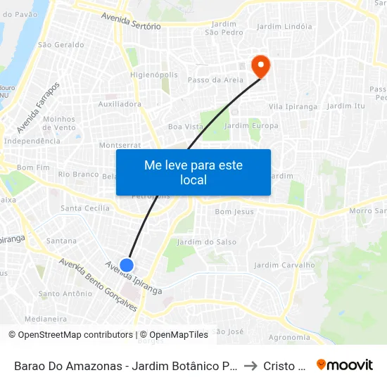 Barao Do Amazonas - Jardim Botânico Porto Alegre - Rs 90670-001 Brasil to Cristo Redentor map