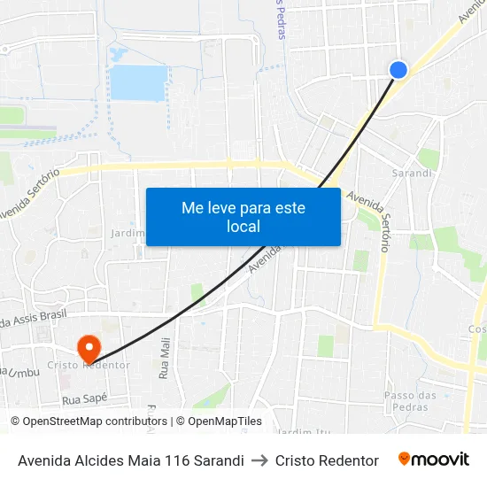 Avenida Alcides Maia 116 Sarandi to Cristo Redentor map